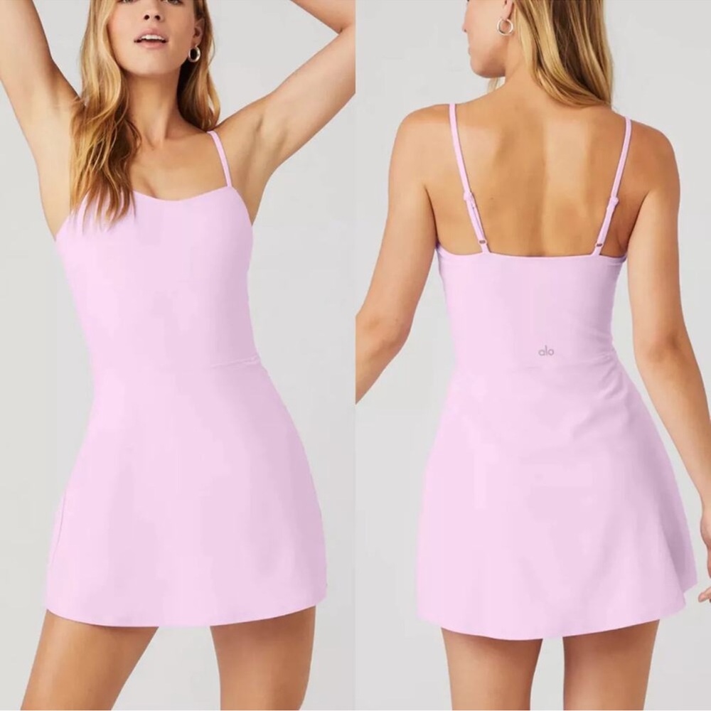 ALO Yoga Alosoft Courtside Tennis Dress Sugarplum Pink XS